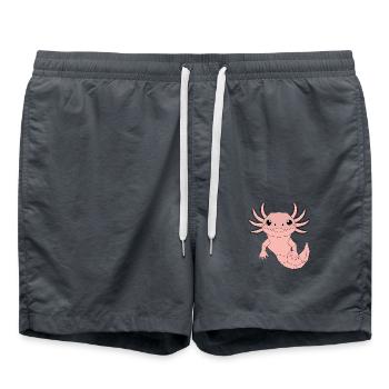 Geometric Axolotl – Minimalist Graphics - Swim Trunks - anthracite - Front - AI Model Male 185 light (185cm)