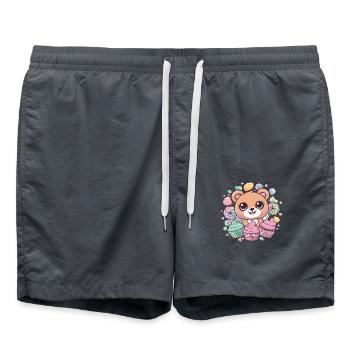 Kawaii Anime - Conception de manga mignon pour Otakus Teddy - Short de bain - charbon - Devant - AI Model Male 185 light (185cm)