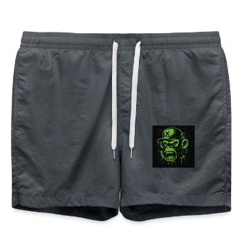 Affe grün/schwarz - Badeshorts - Anthrazit - Vorne - AI Model Male 185 light (185cm)