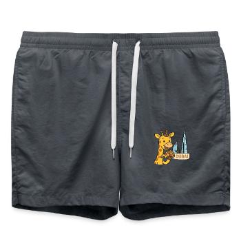Girafe de Dubaï avec pizza - Short de bain - charbon - Devant - AI Model Male 185 light (185cm)