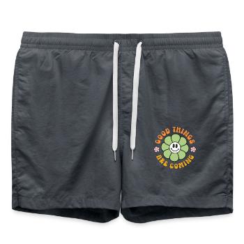 Summer Vibes Lake Nature Flora Art Flowers Sea - Swim Trunks - anthracite - Front - AI Model Male 185 light (185cm)
