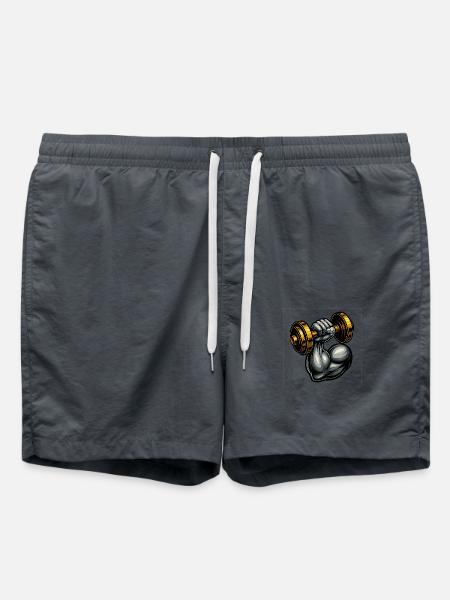 Muscle Arm with Dumbbell – Gym Motivation - Swim Trunks - anthracite