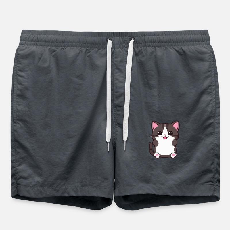 Cat Comic - Swim Trunks - anthracite
