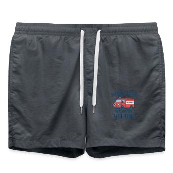 Logo Feuerwehr Kinder "Meine Mama ist meine...." - Badeshorts - Anthrazit - Vorne - AI Model Male 185 light (185cm)