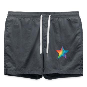 Watercolor Star – Bunter Stern im Aquarellstil - Badeshorts - Anthrazit - Vorne - AI Model Male 185 light (185cm)
