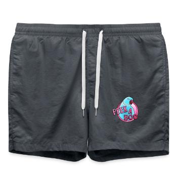 blauer Halsbandsittich „Peek-a-boo“ - Badeshorts - Anthrazit - Vorne - AI Model Male 185 light (185cm)