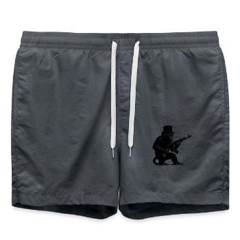 Monkey with machine gun - Swim Trunks - anthracite - Front - AI Model Male 185 light (185cm)