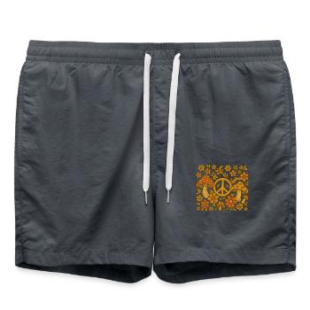 Flower Power Psychedelic Vintage 70s - Swim Trunks - anthracite - Front - AI Model Male 185 light (185cm)