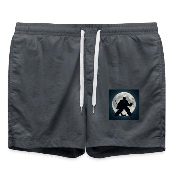 Sports - hockey, goalie in the moonlight - Swim Trunks - anthracite - Front - AI Model Male 185 light (185cm)