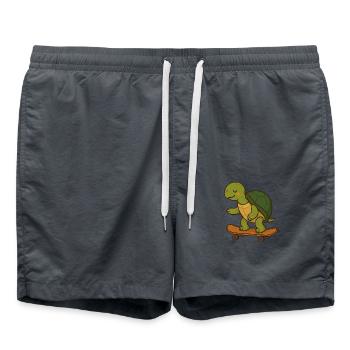 Skater Turtle – Coole Schildkröte auf Skateboard - Badeshorts - Anthrazit - Vorne - AI Model Male 185 light (185cm)