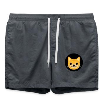 Visage de chat Noir | ~Relations avec NU | Vecteur - Short de bain - charbon - Devant - AI Model Male 185 light (185cm)