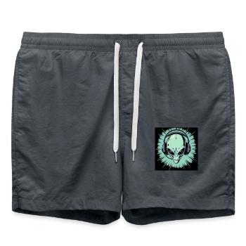 Alien-Headphones - Swim Trunks - anthracite - Front - AI Model Male 185 light (185cm)