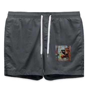 graffiti flottant colvert fond rouillé - Short de bain - charbon - Devant - AI Model Male 185 light (185cm)