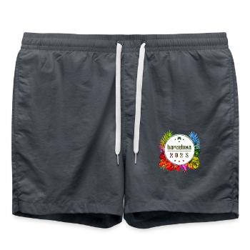 Barcelona 2025 Bunt - Badeshorts - Anthrazit - Vorne - AI Model Male 185 light (185cm)