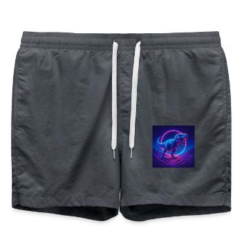 Neon Print Dino - Badeshorts - Anthrazit - Vorne - AI Model Male 185 light (185cm)