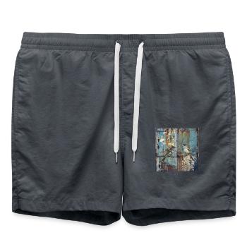 Graffiti Singvögel Rost Metall Container urban - Badeshorts - Anthrazit - Vorne - AI Model Male 185 light (185cm)