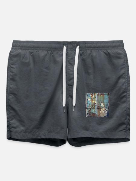 Graffiti Singvögel Rost Metall Container urban - Badeshorts - Anthrazit