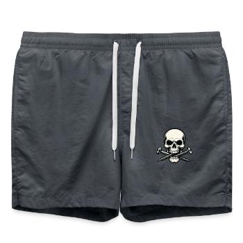 Totenkopf mit Doppelschrauben - Badeshorts - Anthrazit - Vorne - AI Model Male 185 light (185cm)