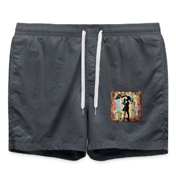 Graffiti kissing couple rust metal urban streetar - Swim Trunks - anthracite - Front - AI Model Male 185 light (185cm)