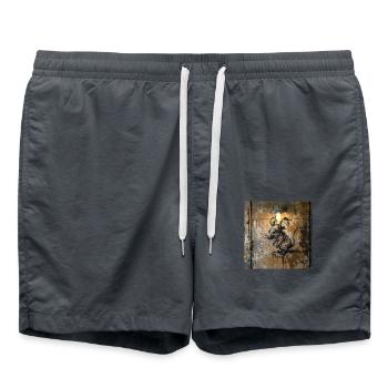 Graffiti Maus Lampe Rost Metall urban Streetart - Badeshorts - Anthrazit - Vorne - AI Model Male 185 light (185cm)