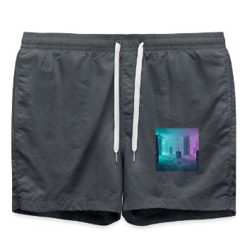 Ville Néon Éthérée - Short de bain - charbon - Devant - AI Model Male 185 light (185cm)