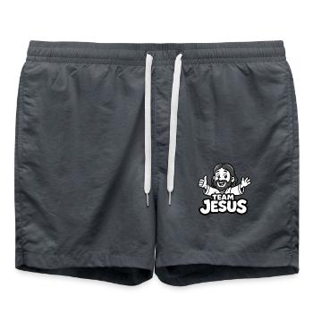 Équipe Jésus - logo amusant - Short de bain - charbon - Devant - AI Model Male 185 light (185cm)