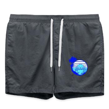 Oktopus Meer Sonnenuntergang Strand Urlaub Linien - Badeshorts - Anthrazit - Vorne - AI Model Male 185 light (185cm)