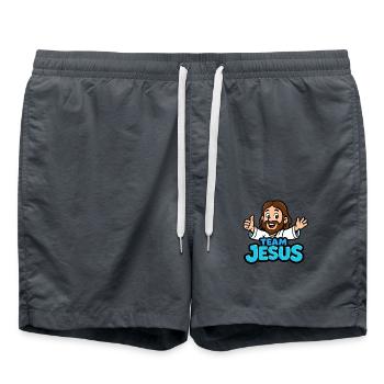 Équipe Jésus - Logo de dessin animé - Short de bain - charbon - Devant - AI Model Male 185 light (185cm)