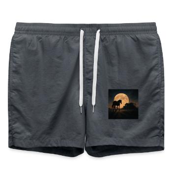 Pferd Nacht - Badeshorts - Anthrazit - Vorne - AI Model Male 185 light (185cm)