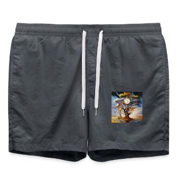 Clocks Tree Time Landscape Surreal - Swim Trunks - anthracite - Front - AI Model Male 185 light (185cm)