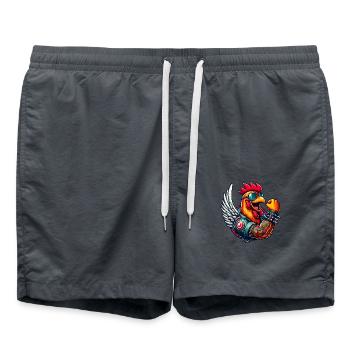 Coq coriace avec des tatouages et des lunettes de soleil - Short de bain - charbon - Devant - AI Model Male 185 light (185cm)