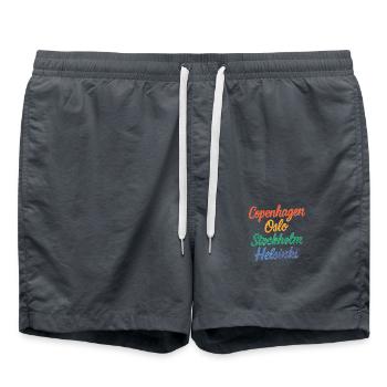 Copenhagen – Oslo – Stockholm – Helsinki - Badeshorts - Anthrazit - Vorne - AI Model Male 185 light (185cm)