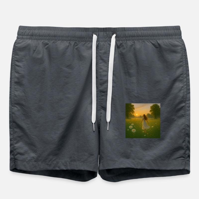Mädchen Wiese - Badeshorts - Anthrazit