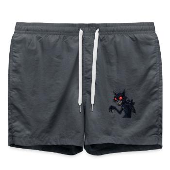 Schwarze gruselige Katze - Badeshorts - Anthrazit - Vorne - AI Model Male 185 light (185cm)