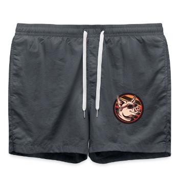 Pig Comic Cool - Swim Trunks - anthracite - Front - AI Model Male 185 light (185cm)