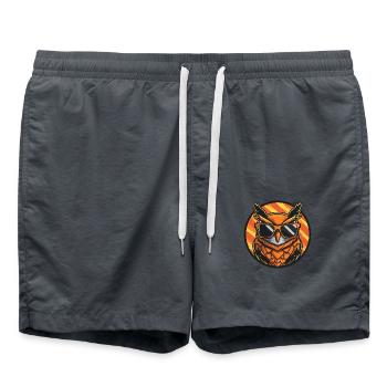 Owl Comic Cool - Swim Trunks - anthracite - Front - AI Model Male 185 light (185cm)