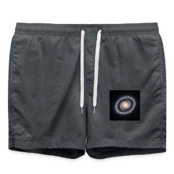 Galaxy Spiral Art Print - Swim Trunks - anthracite - Front - AI Model Male 185 light (185cm)