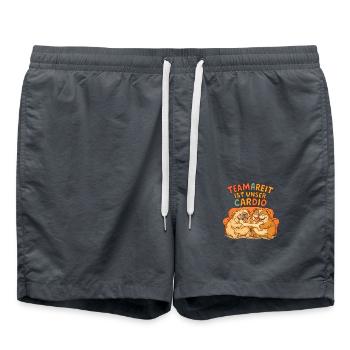 Teamwork auf vier Pfoten mit Grammatikproblemen - Badeshorts - Anthrazit - Vorne - AI Model Male 185 light (185cm)