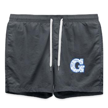 Buchstabe g blaue Chinoiserie - Badeshorts - Anthrazit - Vorne - AI Model Male 185 light (185cm)