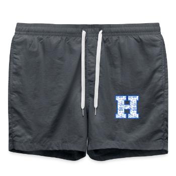 Lettre h chinoiserie bleu - Short de bain - charbon - Devant - AI Model Male 185 light (185cm)