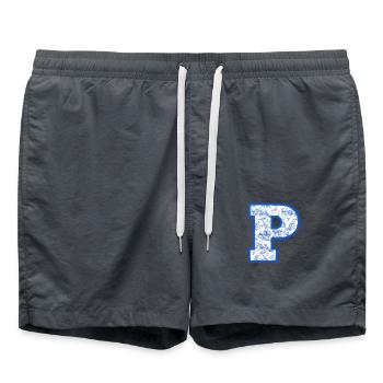 Buchstabe p blaue Chinoiserie - Badeshorts - Anthrazit - Vorne - AI Model Male 185 light (185cm)