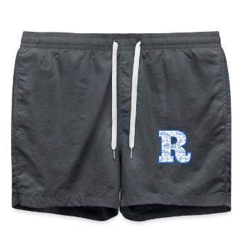 Lettre r chinoiserie bleu - Short de bain - charbon - Devant - AI Model Male 185 light (185cm)