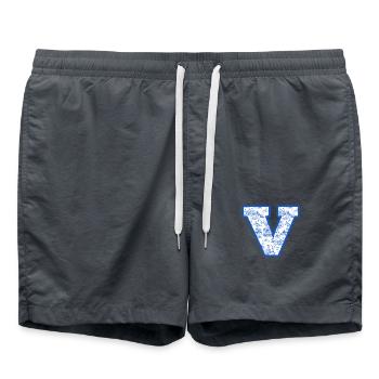 Lettre v chinoiserie bleu - Short de bain - charbon - Devant - AI Model Male 185 light (185cm)