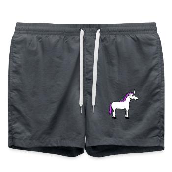 Einhorn Pink Süß Hübsch Freundlich Cartoon Pferd - Badeshorts - Anthrazit - Vorne - AI Model Male 185 light (185cm)