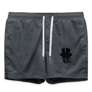 Elegant und finster Schädel Zigarren Tattoo Style - Badeshorts - Anthrazit - Vorne - AI Model Male 185 light (185cm)