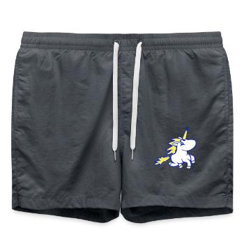 Einhorn reitet schnell Galopp süß Cartoon Pferd - Badeshorts - Anthrazit - Vorne - AI Model Male 185 light (185cm)