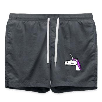 Einhorn Pink Süß Hübsch Freundlich Cartoon Pferd - Badeshorts - Anthrazit - Vorne - AI Model Male 185 light (185cm)