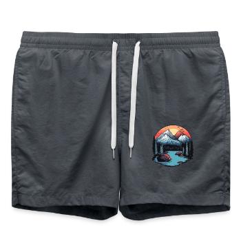 Montagnes Paysage extérieur - Short de bain - charbon - Devant - AI Model Male 185 light (185cm)