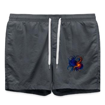 Cosmic Flow – eine Sammlung von lebendigen, galaktischen - Badeshorts - Anthrazit - Vorne - AI Model Male 185 light (185cm)
