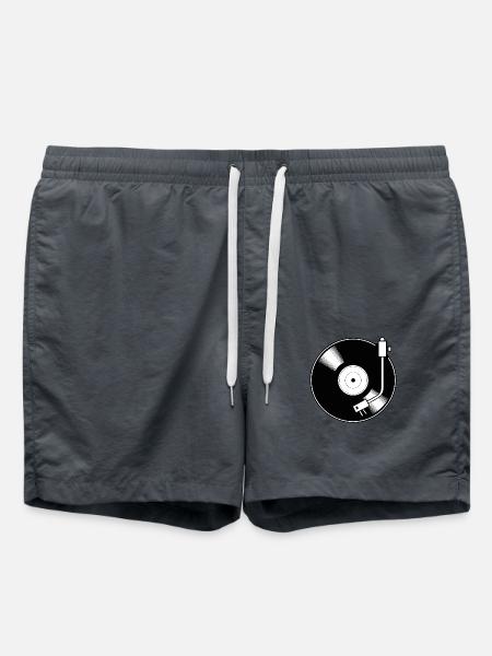 Retro Vinyl Schallplatte Minimal Motiv - Badeshorts - Anthrazit